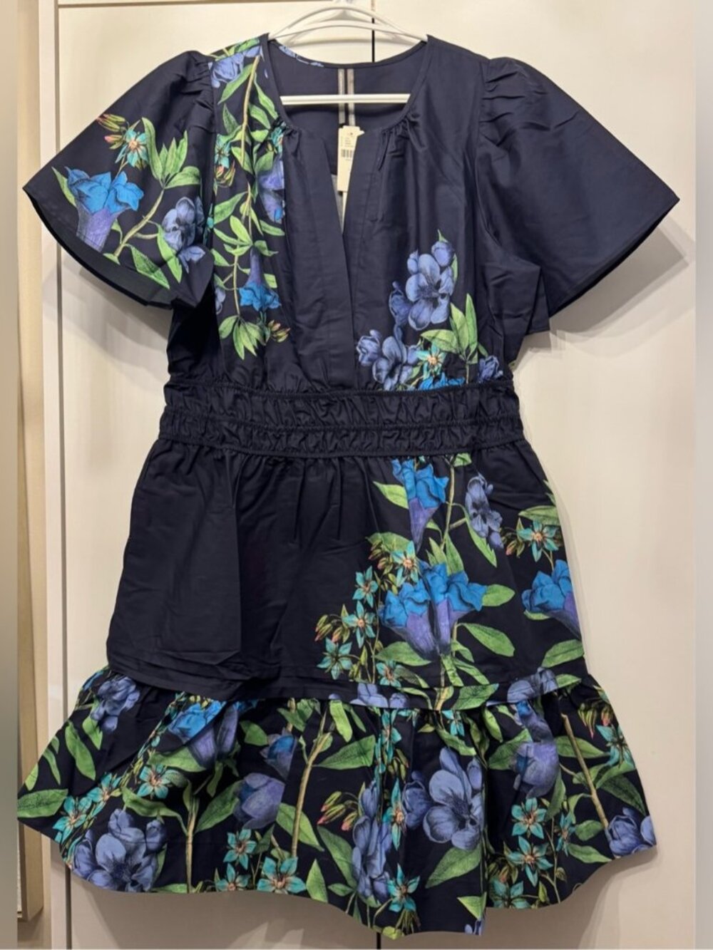 NWT Size XL - The Somerset Mini Dress Blue Green Floral 100% Cotton - Picture 4 of 8